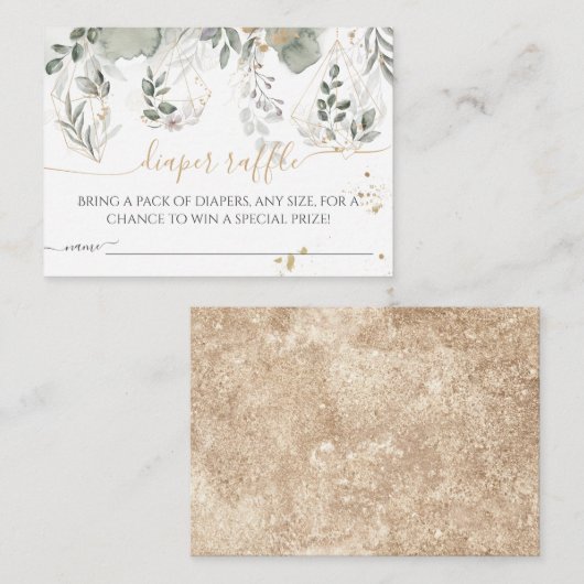 Baby in bloom Greenery & Gold Baby shower diaper Informatiekaartje (Voorkant / Achterkant)