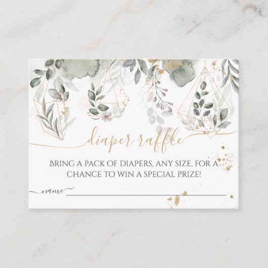 Baby in bloom Greenery & Gold Baby shower diaper Informatiekaartje (Voorkant)