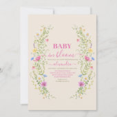 Baby in bloom Greenery & Gold Baby shower Kaart (Voorkant)
