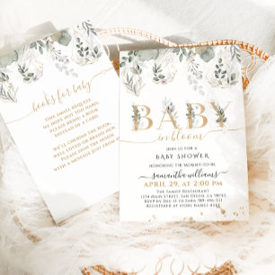 Baby in bloom Greenery & Gold Baby shower Kaart