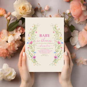 Baby in bloom Greenery & Gold Baby shower Kaart
