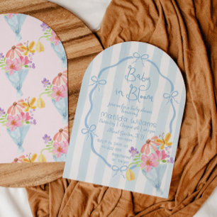 Baby in Bloom Griljige blauwe en roze baby shower Kaart