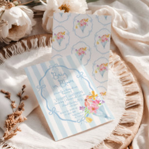 Baby in Bloom Griljige Blauwe Strik Baby shower Kaart