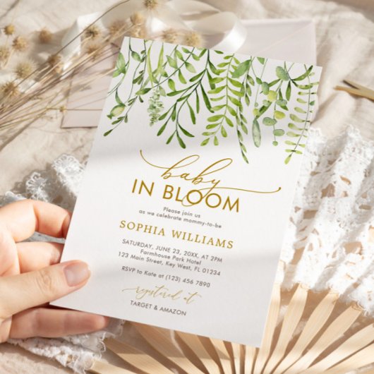 Baby in Bloom | groen Baby shower Kaart