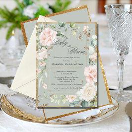 Baby in Bloom Groen Bloemen Elegant Baby shower Kaart