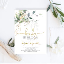 Baby in Bloom groen uitnodiging