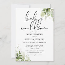 Baby In Bloom Groene Bloemen Baby Shower Uitnodigi