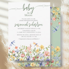 Baby in Bloom Groene Wilde Bloemen Baby Shower Kaart