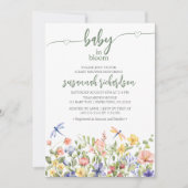 Baby in Bloom Groene Wilde Bloemen Baby Shower Kaart (Voorkant)