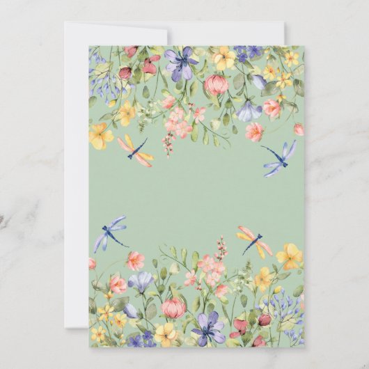 Baby in Bloom Groene Wilde Bloemen Baby Shower Kaart (Achterkant)