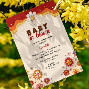 Baby in Bloom Groovy Retro Hippie Flowers Kaart