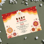 Baby in Bloom Groovy Retro Hippie Flowers Kaart