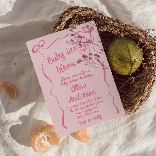 Baby in Bloom Hand getrokken Bloem Boeket Douche Kaart