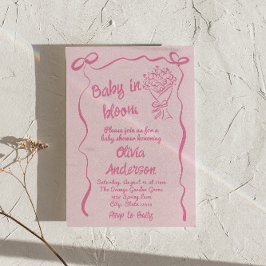 Baby in Bloom Hand getrokken Bloem Boeket Douche Kaart