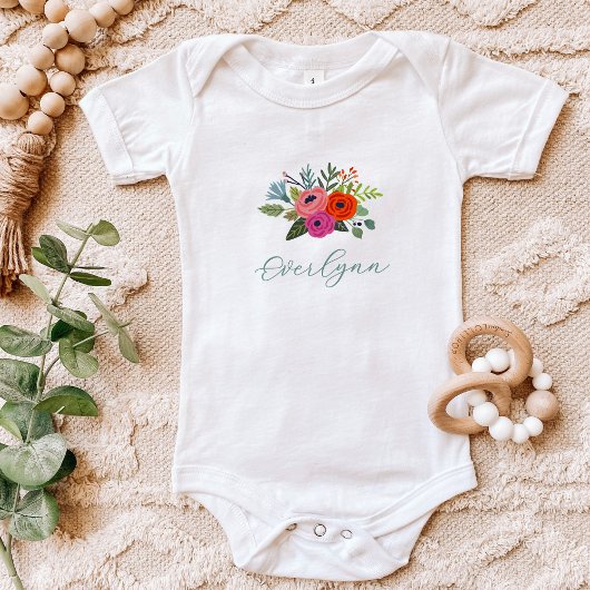 Baby in Bloom Helder Bloemendesign Baby Naam Romper