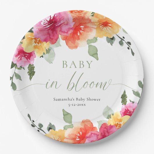 Baby in Bloom heldere zomerbloem Papieren Bordje (Voorkant)