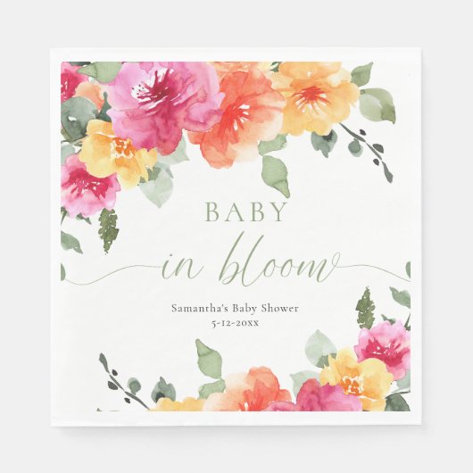 Baby in Bloom heldere zomerbloem Servet (Voorkant)