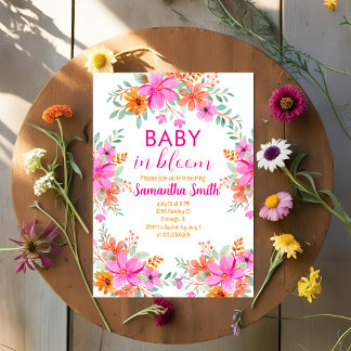 Baby in Bloom heldere zomerse bloemendouche Kaart