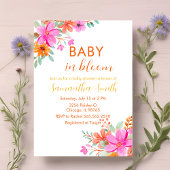 Baby in Bloom heldere zomerse bloemendouche Kaart