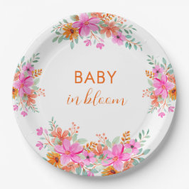 Baby in Bloom heldere zomerse bloemendouche Papieren Bordje