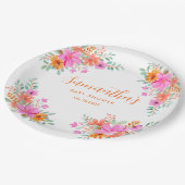 Baby in Bloom heldere zomerse bloemendouche Papieren Bordje (Gekanteld)