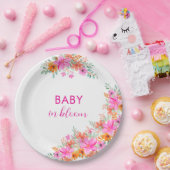 Baby in Bloom heldere zomerse bloemendouche Papieren Bordje (Feest)