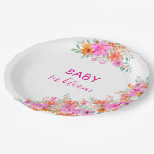 Baby in Bloom heldere zomerse bloemendouche Papieren Bordje (Gekanteld)