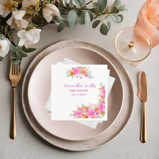 Baby in Bloom heldere zomerse bloemendouche Servet