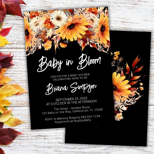 Baby in Bloom Herfst Bloemen Baby shower Kaart