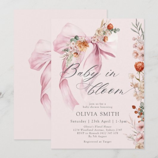 Baby in Bloom Herfst Garden Baby shower Kaart (Voorkant / Achterkant)