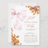Baby in Bloom HERFST Pink Bow Baby shower Uitnodig Kaart (Voorkant)