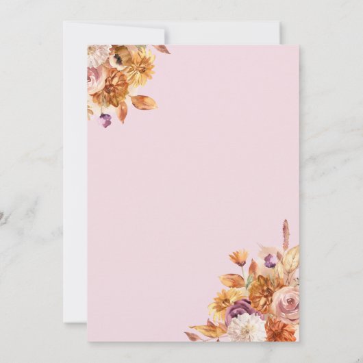 Baby in Bloom HERFST Pink Bow Baby shower Uitnodig Kaart (Achterkant)