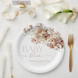 Baby in Bloom herfst rustieke floral baby shower Papieren Bordje
