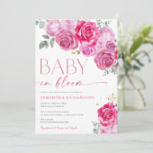 Baby in Bloom hete roze fuchsia heldere bloemenmei Kaart (Staand voorkant)