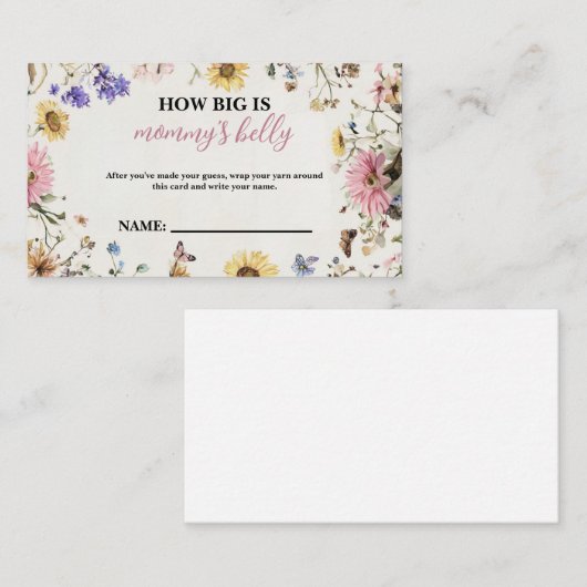 Baby in Bloom Hoe groot is het buikbiljet van mama Plaatskaartje (Voorkant / Achterkant)