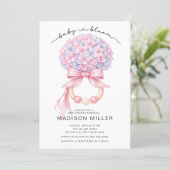 Baby in Bloom Hydrangea Baby Shower Invite Kaart (Staand voorkant)