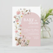 Baby In Bloom Invitation Baby Shower Kaart (Staand voorkant)