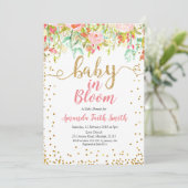 Baby in Bloom Invitation Card Roos gold Kaart (Staand voorkant)