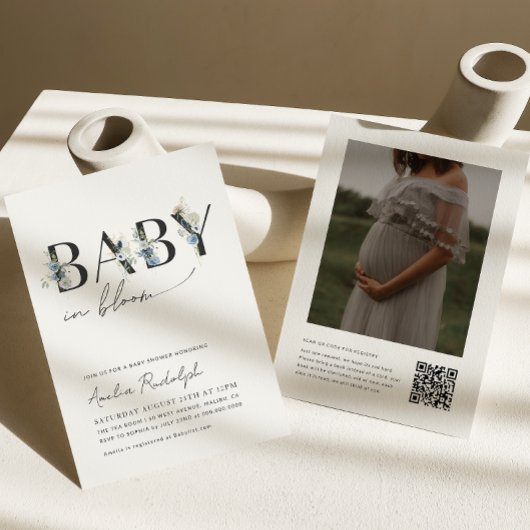 Baby in Bloom Invitation Minimalistisch Baby showe Kaart