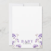 Baby in Bloom Invitation, Paarse Baby shower Kaart (Achterkant)
