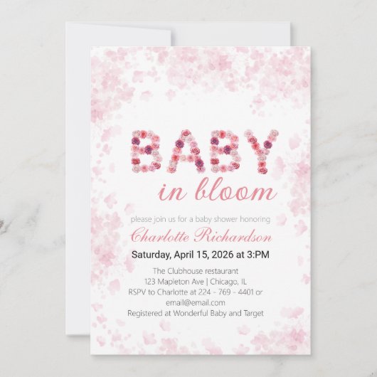 Baby in Bloom Invitation | Spring baby shower Kaart (Voorkant)