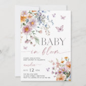 Baby in Bloom Invitation, Wildflower Baby shower Kaart (Voorkant)