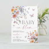 Baby in Bloom Invitation, Wildflower Baby shower Kaart (Staand voorkant)