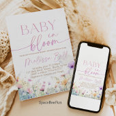 Baby in Bloom Invitation, Wildflower Baby shower Kaart