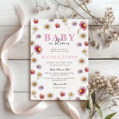 Baby in Bloom Invitation, Wildflower Baby shower Kaart