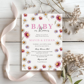 Baby in Bloom Invitation, Wildflower Baby shower Kaart