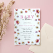 Baby in Bloom Invitation, Wildflower Baby shower Kaart