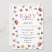 Baby in Bloom Invitation, Wildflower Baby shower Kaart (Voorkant)