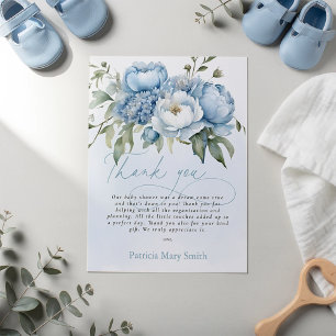 Baby in Bloom Jongens Baby Shower Bedankt Briefkaart