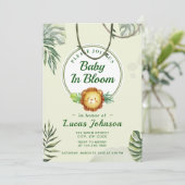 Baby in Bloom Jungle Shower Jongen Uitnodiging (Staand voorkant)